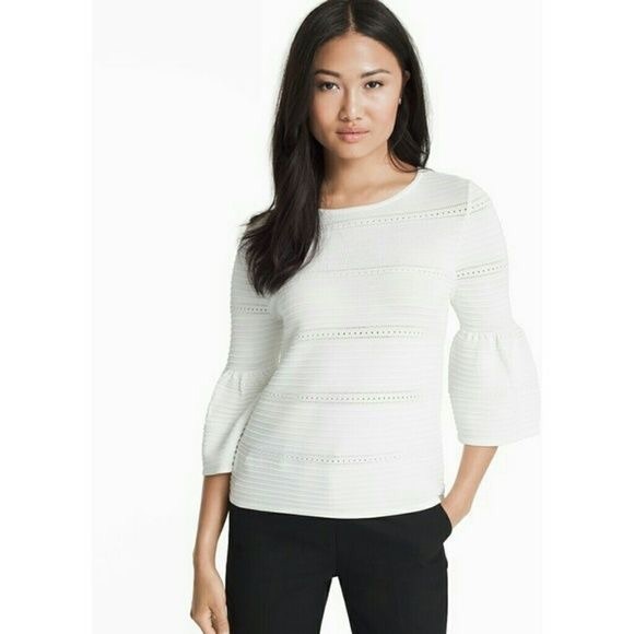 White House Black Market Sweaters - White House Black Market Drama Sleeve Pointelle Sweater